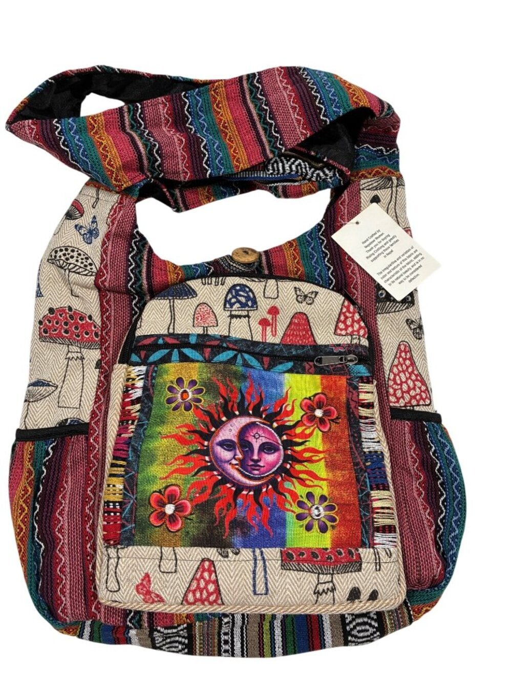 Rising International Handmade sling bag Nepalese Boho Crossbody Bag Sun Mushroom